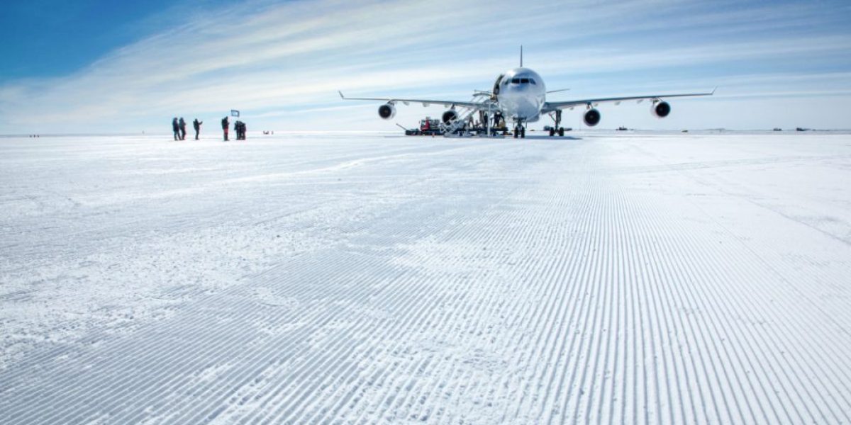 Airbus slides on Antarctica's Ice