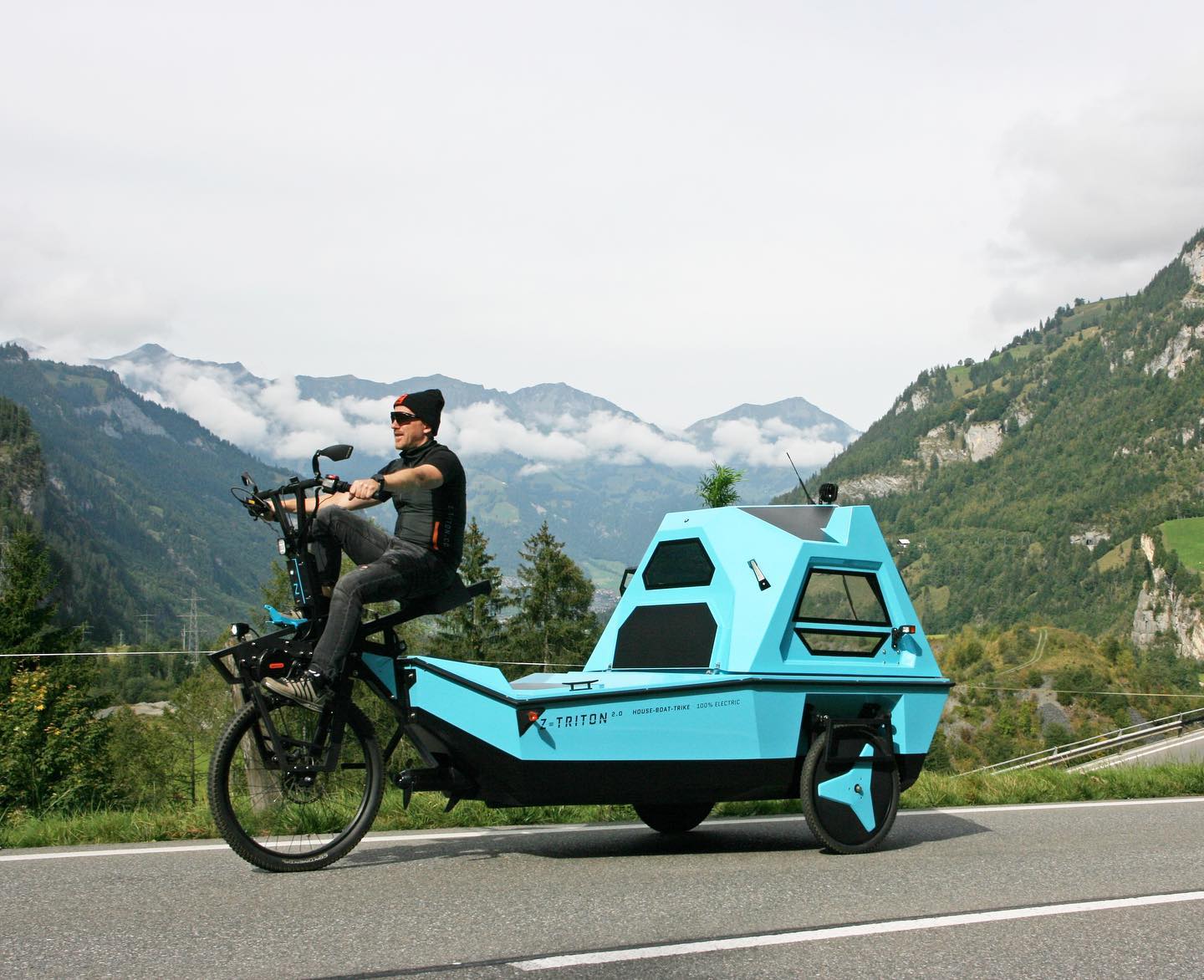 The Z-Triton Is A Three-Wheeled Amphibious Bike-Powered Camper