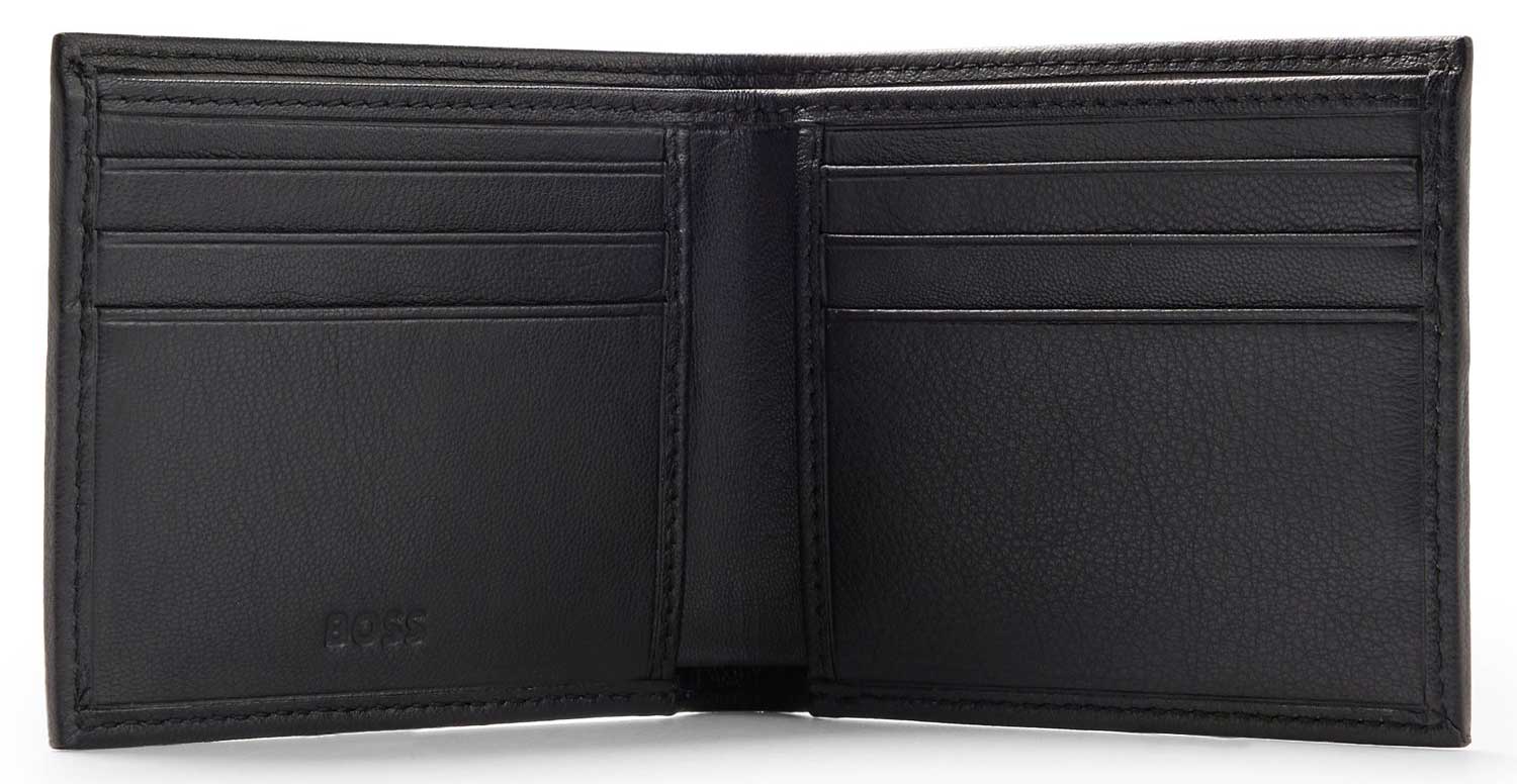 BOSS - Grained-leather wallet with embossed monograms